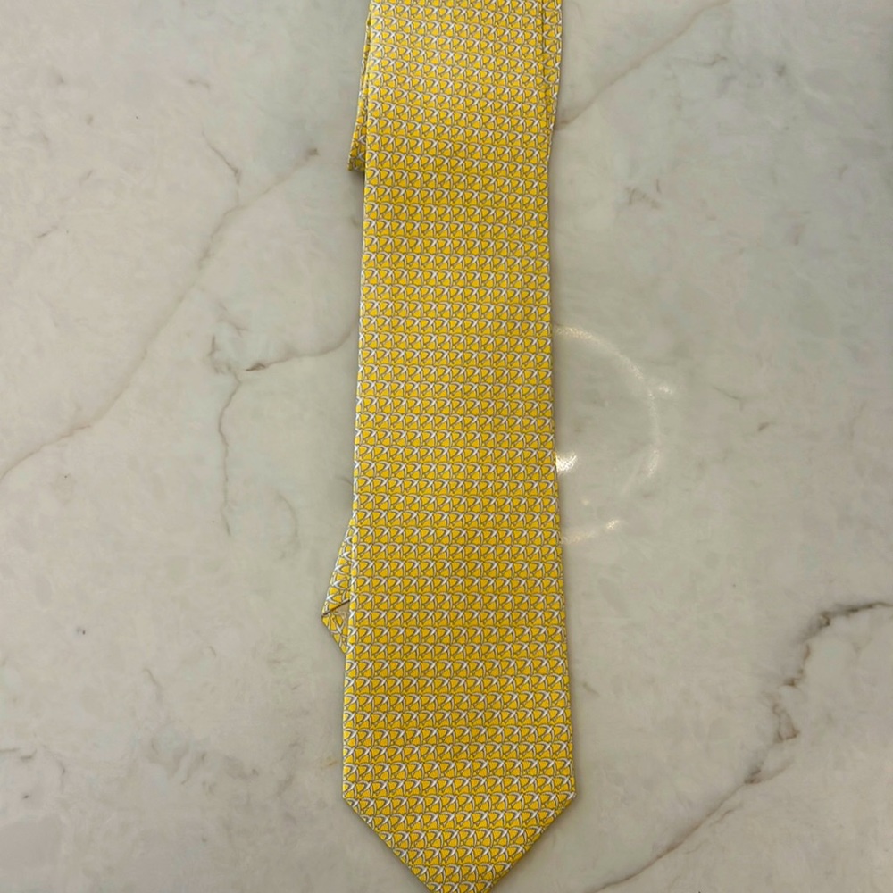 Brand new with tags feragamo yellow silk tie